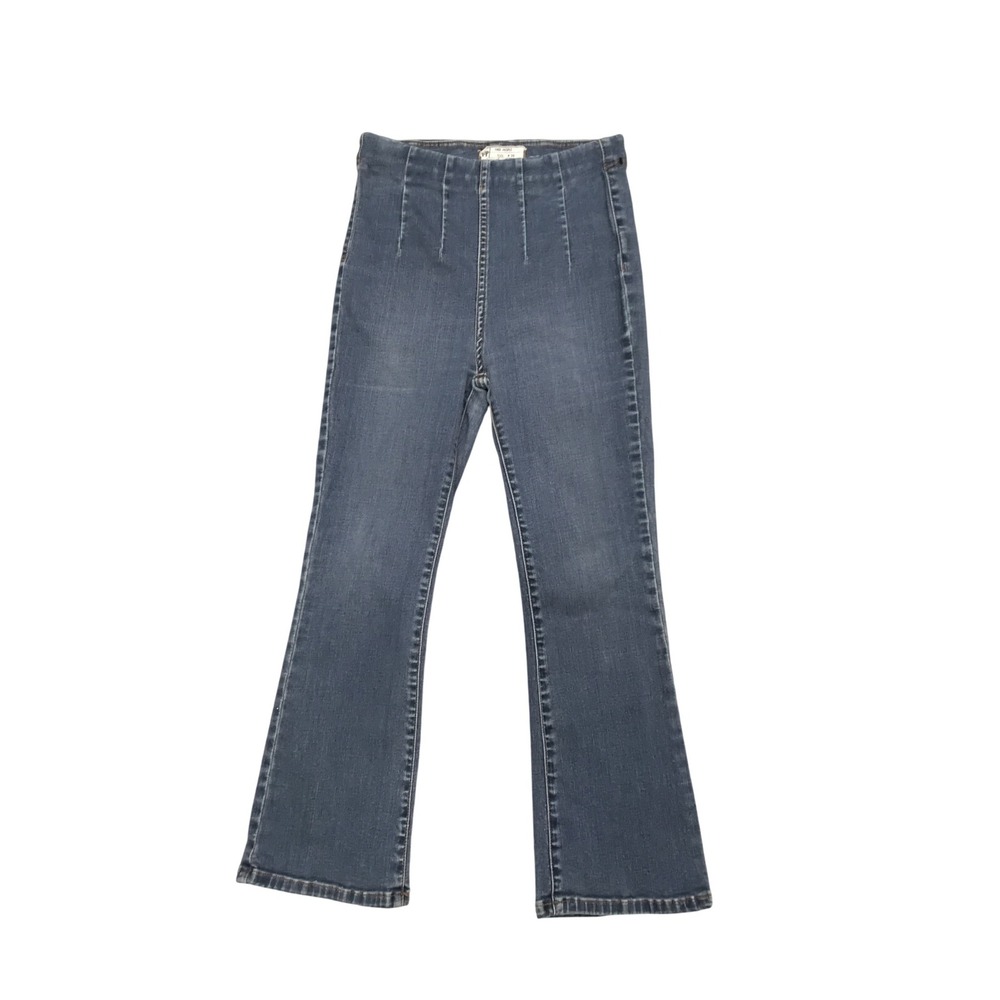 Free People Women Blue High‎ Rise Pintuck Flare Pull On Jeans Size 26 OB10515125